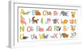 Cartoon Animals Alphabet for Kids. Learn Letters with Funny Animal, Zoo ABC and English Alphabet Fo-Tetiana Lazunova-Framed Photographic Print