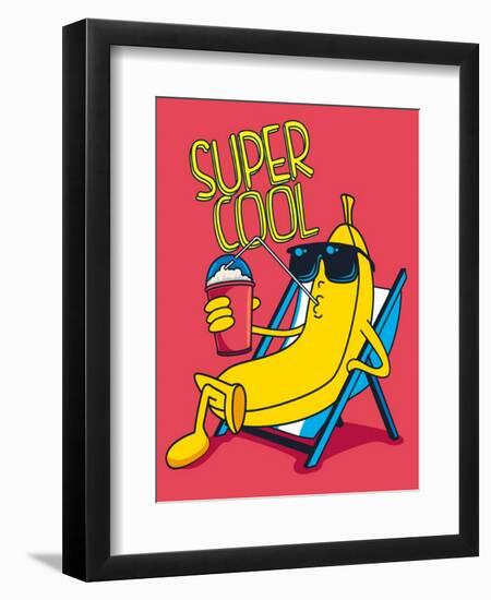 Cartoon Banana Vector Character, Milkshake-braingraph-Framed Art Print