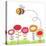 Cartoon Bee Flying over Flowers-smilewithjul-Stretched Canvas