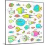 Cartoon Bizarre Fish Collection for Kids Hand Drawn. Fun Cartoon Hand Drawn Queer Fish for Children-Popmarleo-Mounted Art Print