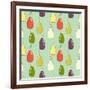 Cartoon Bottles Pattern.-TashaNatasha-Framed Art Print