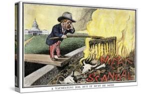 Cartoon by President Theodore Roosevelt (1858-1919) Represents Cleaning up Scandals about His Hygie-null-Stretched Canvas