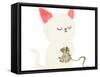 Cartoon Cat Playing with Ball of Yarn-lineartestpilot-Framed Stretched Canvas