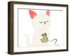 Cartoon Cat Playing with Ball of Yarn-lineartestpilot-Framed Art Print