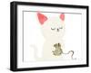 Cartoon Cat Playing with Ball of Yarn-lineartestpilot-Framed Art Print
