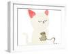 Cartoon Cat Playing with Ball of Yarn-lineartestpilot-Framed Art Print