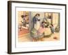 Cartoon Cats Playing House-null-Framed Art Print