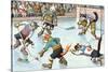 Cartoon Cats Playing Ice Hockey-null-Stretched Canvas