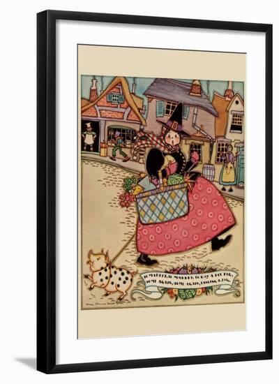 Cartoon Character Walks Thru an Old Town Carrying a Basket of Produce-null-Framed Art Print