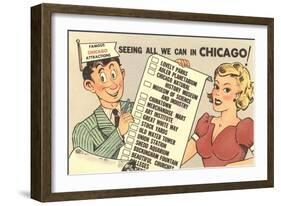 Cartoon Checklist of Sites, Chicago, Illinois-null-Framed Art Print