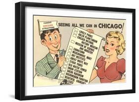 Cartoon Checklist of Sites, Chicago, Illinois-null-Framed Art Print