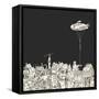 Cartoon City with Fish Eye Zeppelin-RYGER-Framed Stretched Canvas