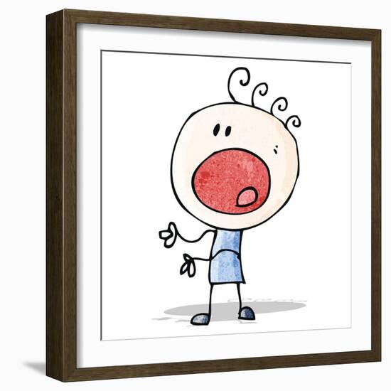 Cartoon Complaining Doodle Man-lineartestpilot-Framed Premium Giclee Print