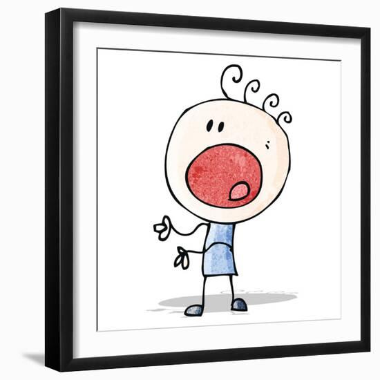 Cartoon Complaining Doodle Man-lineartestpilot-Framed Premium Giclee Print