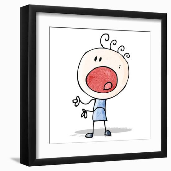 Cartoon Complaining Doodle Man-lineartestpilot-Framed Art Print