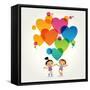 Cartoon Couple of People with Colored Hearts. Valentine Day Concept. the File is Saved in the Versi-VLADGRIN-Framed Stretched Canvas