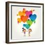 Cartoon Couple of People with Colored Hearts. Valentine Day Concept. the File is Saved in the Versi-VLADGRIN-Framed Art Print