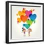 Cartoon Couple of People with Colored Hearts. Valentine Day Concept. the File is Saved in the Versi-VLADGRIN-Framed Art Print