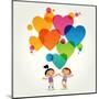 Cartoon Couple of People with Colored Hearts. Valentine Day Concept. the File is Saved in the Versi-VLADGRIN-Mounted Art Print