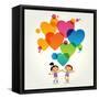 Cartoon Couple of People with Colored Hearts. Valentine Day Concept. the File is Saved in the Versi-VLADGRIN-Framed Stretched Canvas