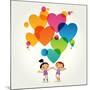 Cartoon Couple of People with Colored Hearts. Valentine Day Concept. the File is Saved in the Versi-VLADGRIN-Mounted Art Print