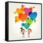 Cartoon Couple of People with Colored Hearts. Valentine Day Concept. the File is Saved in the Versi-VLADGRIN-Framed Stretched Canvas
