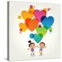 Cartoon Couple of People with Colored Hearts. Valentine Day Concept. the File is Saved in the Versi-VLADGRIN-Stretched Canvas