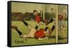 Cartoon Depicting a Footballer Scoring a Goal-null-Framed Stretched Canvas