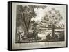 Cartoon depicting Jesuits trying to pull down the Tree of Jansenism,-French School-Framed Stretched Canvas