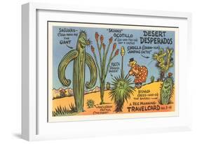 Cartoon Depicting Kinds of Cacti-null-Framed Art Print