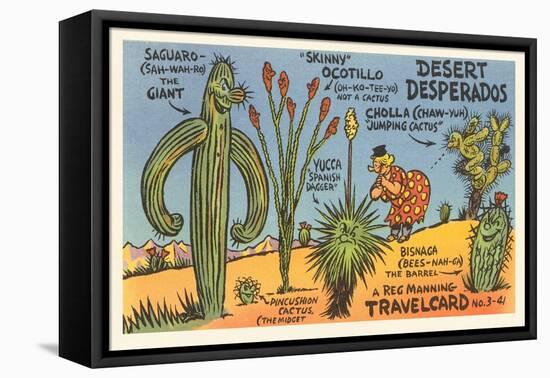 Cartoon Depicting Kinds of Cacti-null-Framed Stretched Canvas