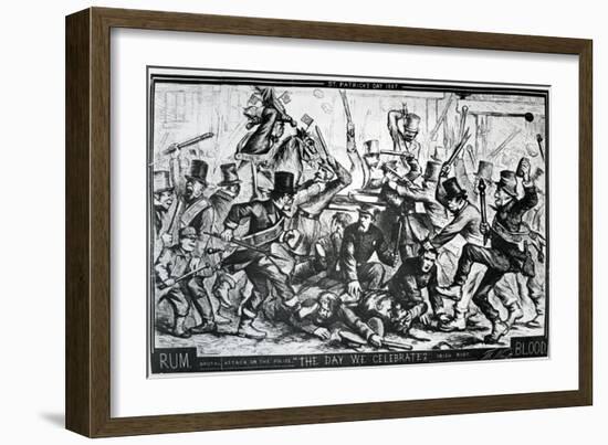 Cartoon Depicting the Riots in New York on St Patrick's Day 1867, Published in Harper's Weekly,…-Thomas Nast-Framed Giclee Print