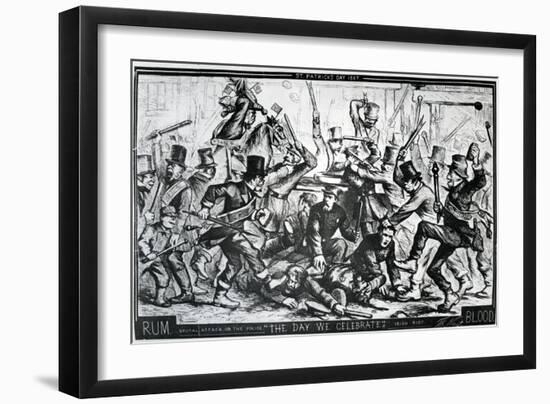 Cartoon Depicting the Riots in New York on St Patrick's Day 1867, Published in Harper's Weekly,…-Thomas Nast-Framed Giclee Print