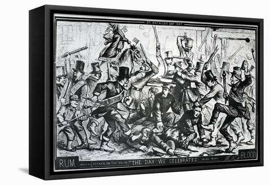 Cartoon Depicting the Riots in New York on St Patrick's Day 1867, Published in Harper's Weekly,…-Thomas Nast-Framed Stretched Canvas