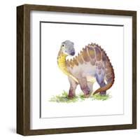 Cartoon Dinosaur Watercolor Illustration.-Faenkova Elena-Framed Art Print