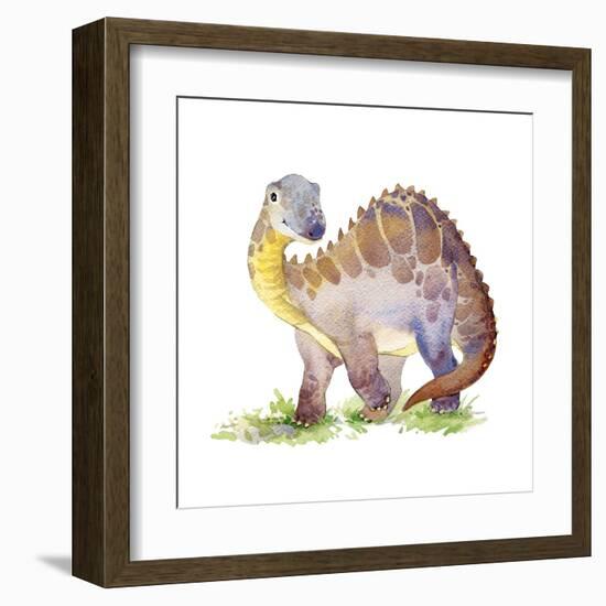 Cartoon Dinosaur Watercolor Illustration.-Faenkova Elena-Framed Art Print