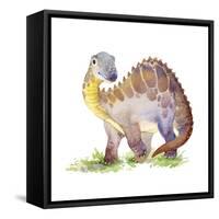 Cartoon Dinosaur Watercolor Illustration.-Faenkova Elena-Framed Stretched Canvas