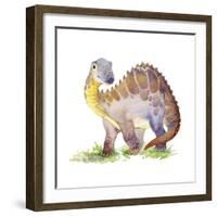 Cartoon Dinosaur Watercolor Illustration.-Faenkova Elena-Framed Premium Giclee Print