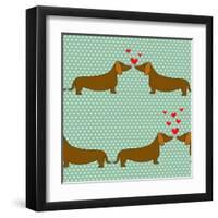 Cartoon Dogs Pattern.-TashaNatasha-Framed Art Print