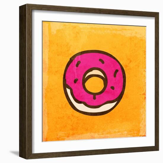 Cartoon Donut. Cute Hand Drawn, Vintage Paper Texture-Ozerina Anna-Framed Art Print