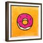 Cartoon Donut. Cute Hand Drawn, Vintage Paper Texture-Ozerina Anna-Framed Art Print