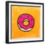 Cartoon Donut. Cute Hand Drawn, Vintage Paper Texture-Ozerina Anna-Framed Art Print