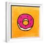 Cartoon Donut. Cute Hand Drawn, Vintage Paper Texture-Ozerina Anna-Framed Art Print