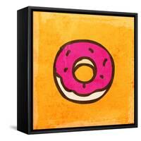 Cartoon Donut. Cute Hand Drawn, Vintage Paper Texture-Ozerina Anna-Framed Stretched Canvas
