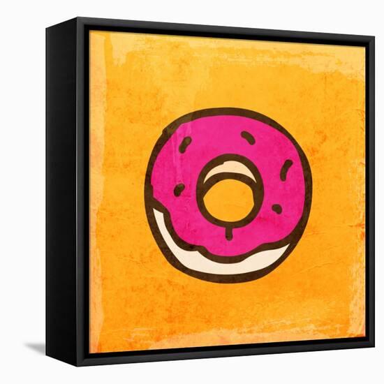 Cartoon Donut. Cute Hand Drawn, Vintage Paper Texture-Ozerina Anna-Framed Stretched Canvas