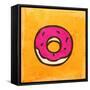 Cartoon Donut. Cute Hand Drawn, Vintage Paper Texture-Ozerina Anna-Framed Stretched Canvas