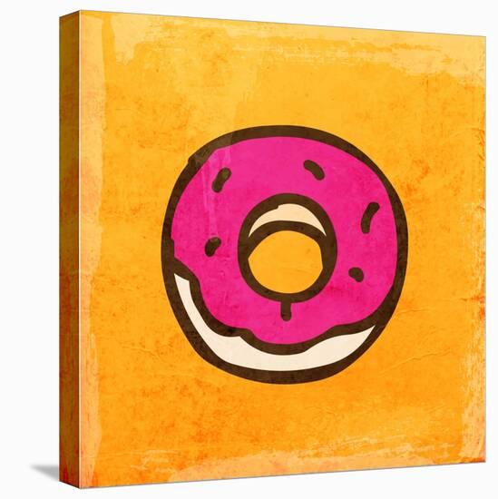 Cartoon Donut. Cute Hand Drawn, Vintage Paper Texture-Ozerina Anna-Stretched Canvas