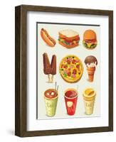 Cartoon Fast Food Icon-Aleksey Vl B.-Framed Art Print