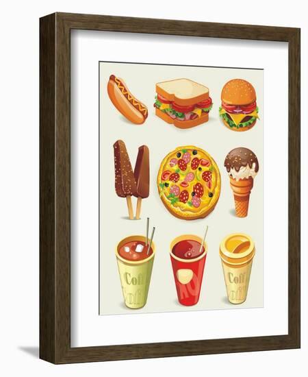 Cartoon Fast Food Icon-Aleksey Vl B.-Framed Art Print