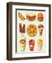 Cartoon Fast Food Icon-Aleksey Vl B.-Framed Art Print